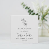 MRS & MRS Wedding Black Fancy Minimalist Branches Bedankkaart (Staand voorkant)