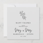 MRS & MRS Wedding Black Fancy Minimalist Branches Bedankkaart (Voorkant)