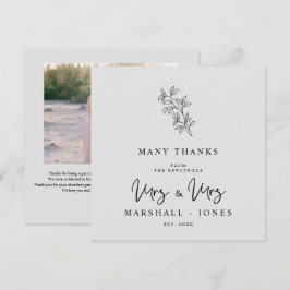 MRS & MRS Wedding Black Fancy Minimalist Branches Bedankkaart