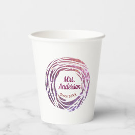 Mrs naam roze mauve rand sinds jaar huwelijksbruid papieren bekers