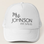 Mrs Name Pas getrouwd Bride Monogram Trucker Pet (Voorkant)