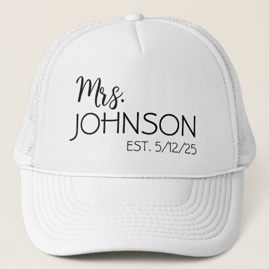 Mrs Name Pas getrouwd Bride Monogram Trucker Pet (Voorkant)