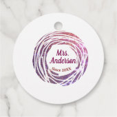 Mrs name pink mauve border since year wedding brid bedankjes labels (Achterkant)