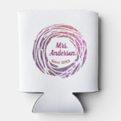 Mrs name pink mauve border since year wedding brid blikjeskoeler (Achterkant)