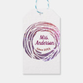 Mrs name pink mauve border since year wedding brid cadeaulabel (Achterkant)