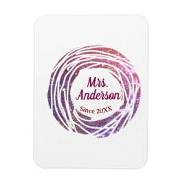Mrs name pink mauve border since year wedding brid magneet