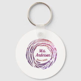 Mrs name pink mauve border since year wedding brid sleutelhanger
