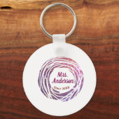 Mrs name pink mauve border since year wedding brid sleutelhanger (Achterkant)