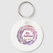 Mrs name pink mauve border since year wedding brid sleutelhanger (Achterkant)
