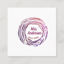 Mrs name pink mauve border since year wedding brid vierkante visitekaartje