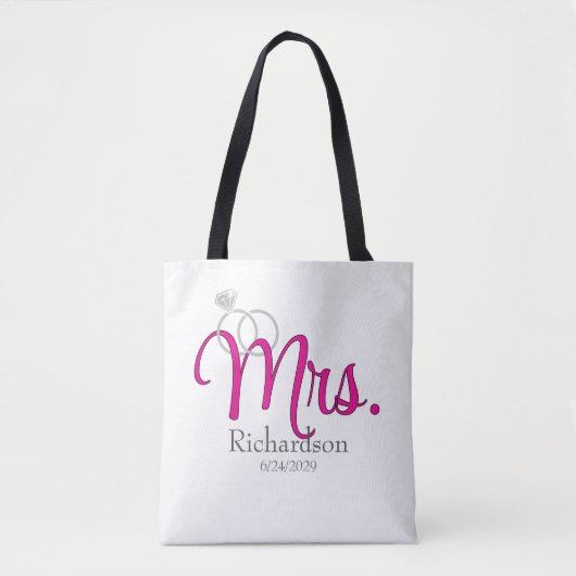 Mrs. Newlywed with Wedding Rings Tote Bag (Voorkant)
