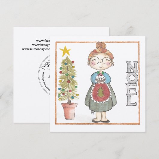 Mrs Noel Wenskaart Feestdagenkaart (Voorkant / Achterkant)