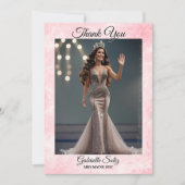 Mrs. Pageant Bedankkaart Elegant Roze Marmer (Voorkant)