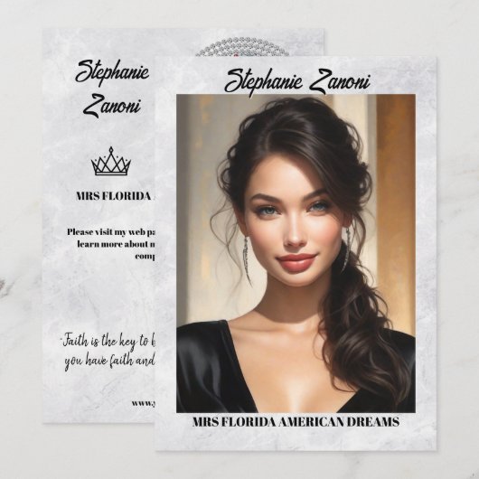Mrs. Pageant Handtekeningkaart Marmeren Ijs QR-cod Kaart (Voorkant / Achterkant)
