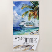 Mrs Pas getrouwd Bride Beach Cruise Strandlaken (Voorkant)