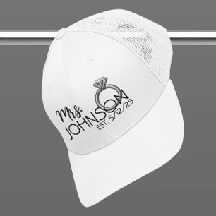 Mrs Pas getrouwd Bride Faux Ring Geborduurde Patch Trucker Pet