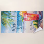 Mrs Pas getrouwd Bride Monogram Cocktail Zeegezich Strandlaken (Voorkant)