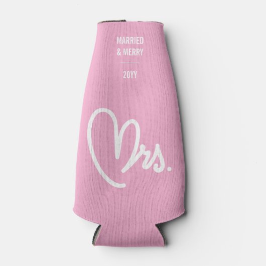Mrs Pas getrouwd Custom Text Pink Bottle Cooler (Voorkant)