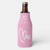 Mrs Pas getrouwd Custom Text Pink Bottle Cooler (Fles Voorkant)