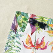 Mrs Pas getrouwd Tropical Floral Waterverf Script Strandlaken (In situ)