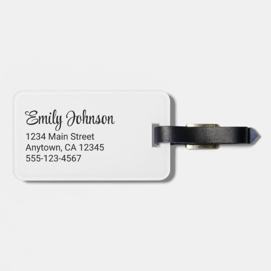 Mrs Personalized Elegant Script Bride Name White Bagagelabel (Achterkant horizontaal)