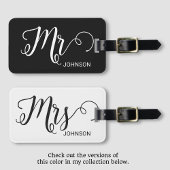 Mrs Personalized Elegant Script Bride Name White Bagagelabel