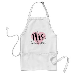 Mrs Pink Heart Custom Wedding Monogram Standaard Schort