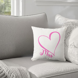 Mrs. Pink Heart Throw Pillow Kussen