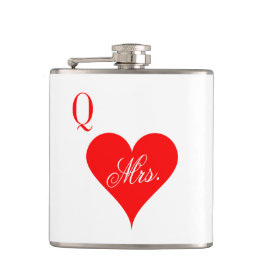 Mrs Queen of hearts bruiloft fles voor vrouw Heupfles