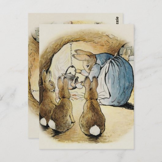 Mrs Rabbit Pours Tea door Beatrix Potter Briefkaart (Voorkant / Achterkant)