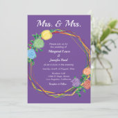 Mrs Rainbow Flowers lesbische bruiloft nodigen Paa Kaart (Staand voorkant)