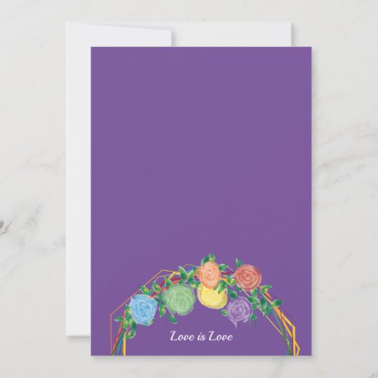 Mrs Rainbow Flowers lesbische bruiloft nodigen Paa Kaart (Achterkant)