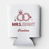 Mrs. Rechts Rode Trouwring Vet Grappige Typografie Blikjeskoeler (Achterkant)
