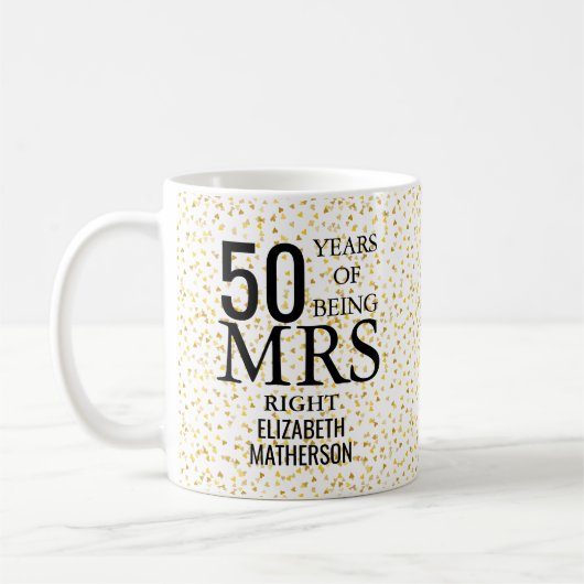 Mrs Right Fun Golden 50e Jubileum Koffiemok (Links)
