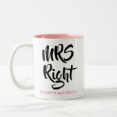Mrs Right Haar Naam Leuk Tweekleurige Koffiemok (Links)