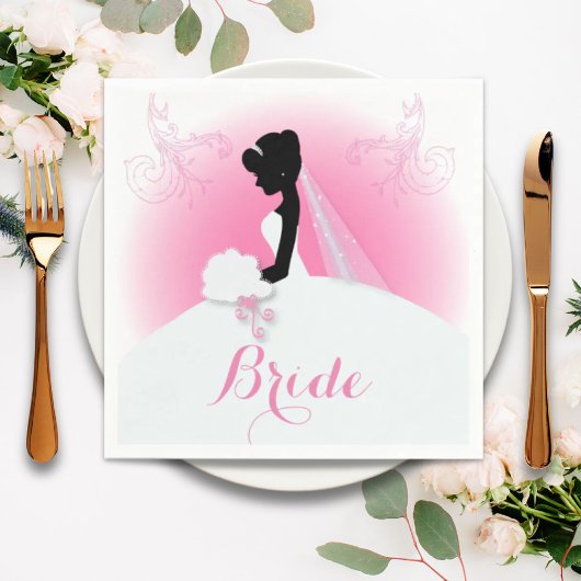 Mrs Right Pink bride silhouet Vrijgezellenfeest Servet