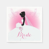 Mrs Right Pink bride silhouet Vrijgezellenfeest Servet (Voorkant)