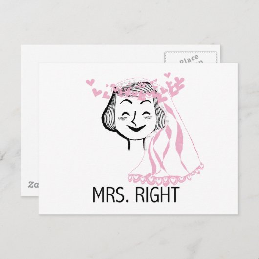 Mrs Right Tshirts en Cadeaus Briefkaart (Voorkant / Achterkant)