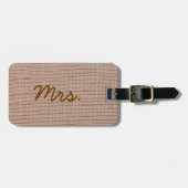 Mrs Rustic Burlap Gepersonaliseerde Bagagelabels (Voorkant horizontaal)