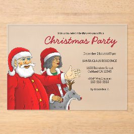 Mrs. Santa and Santa's Christmas Party Acryl Uitnodigingen