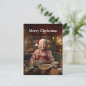 Mrs Santa Baking Cake Feestdagenkaart (Staand voorkant)