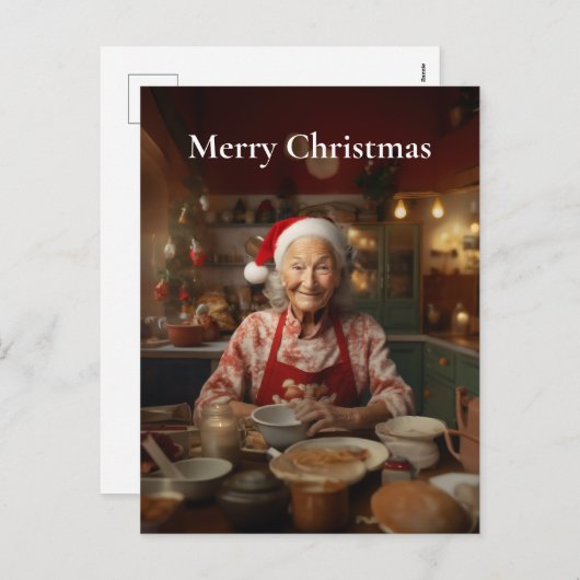 Mrs Santa Baking Cake Feestdagenkaart (Voorkant / Achterkant)