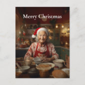 Mrs Santa Baking Cake Feestdagenkaart (Voorkant)