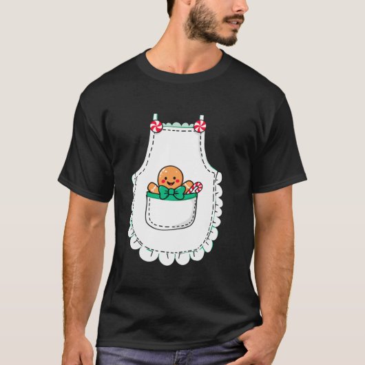 Mrs Santa Claus Apron Gingerbread Candy Cane Chris T-shirt (Voorkant)