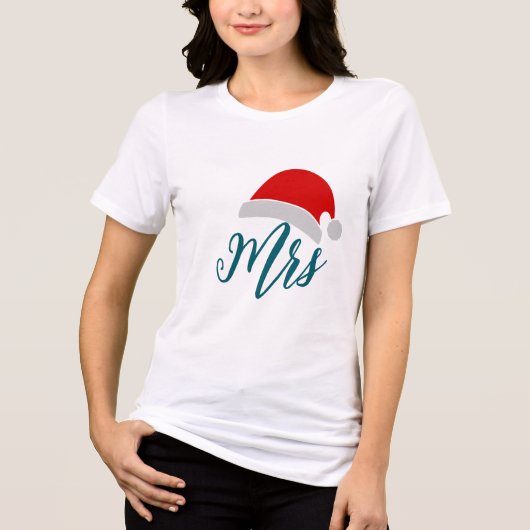 Mrs Santa Womens Christmas Shirt - Couples Tee (Voorkant)