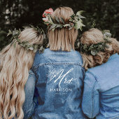 Mrs Script Bride's Naam & Trouwdatum Floral Denim Jacket