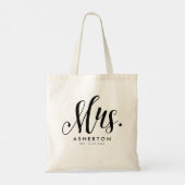 Mrs script gepersonaliseerd pasgetrouwde bruid tote bag (Achterkant)