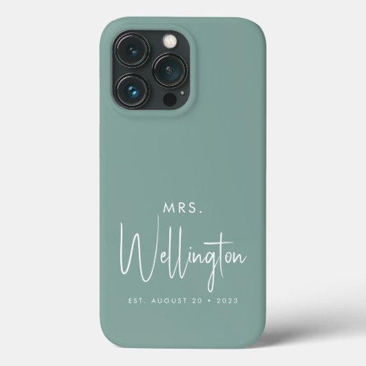 Mrs Script Green Custom Bride Name Pas getrouwd Case-Mate iPhone Case (Achterkant)