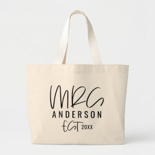 Mrs script-typografie bruiloft grote tote bag