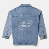 Mrs Script White Lijst bruid naam bruid bruiloft b Denim Jacket (Achterkant)